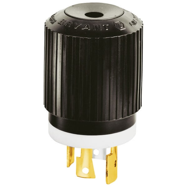 Bryant Locking Plug, L18-20P, 30 A, 120/208V AC, Three Phase, 4 Pole, Screw Terminals, Black, White 71830NP - main